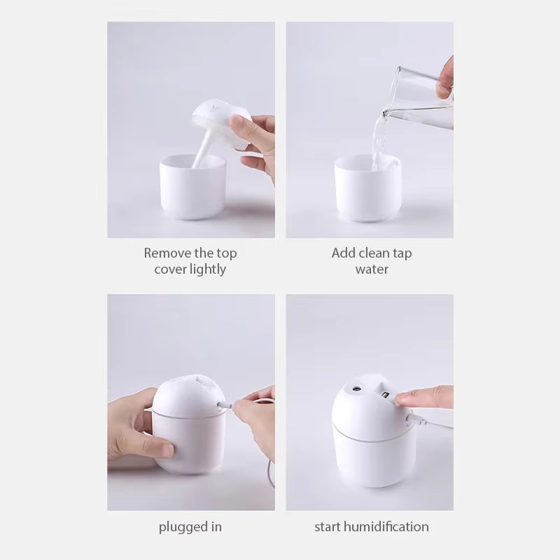 250ML Mini Aroma Oil Diffuser USB Essential Oil Atomizer Electric Air Humidifier with LED Night Lamp 